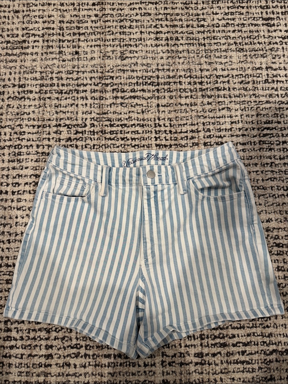 Universal Thread Blue and White Vertical Stripe Denim Shorts
